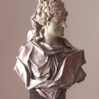06 Busta světce (svatý Jan Evangelista), Ondřej Zahner, 2. polovina 30. let 18. století, polychromovaná dřevořezba, výška 75 cm.