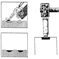 Kresebná rekonstrukce postupu výroby mincí (podle K. Castellina a H. - J. Kellnera).