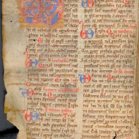 Misál, 2. čtvrtina 13. století, f. 4v s ornamentální iniciálou W