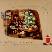 27 Krabice od vánoční kolekce zn. Maryša; výrobce: n.p. Rohatec, 1958, kartonový papír