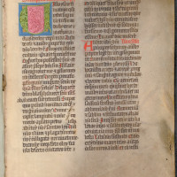 Postilla de tempore, pars hiemalis; Legenda de sanctis, 1486, f. 1r s iniciálou U