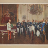 Gratulace německého císaře Viléma II. a německých princů při příležitosti 60. výročí nástupu na trůn rakouského císaře Františka Josefa I. 
