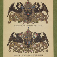 Oesterreichisch-ungarische Wappen, Wien, před rokem 1900 (?), Tafel 1 (znak císaře a císařovny).